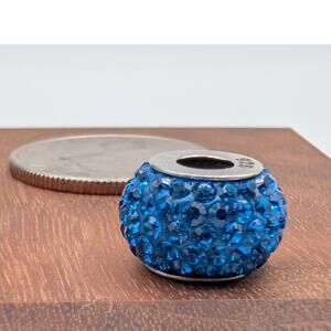 925 Sterling Silver Sparkle Life Blue CZ Charm